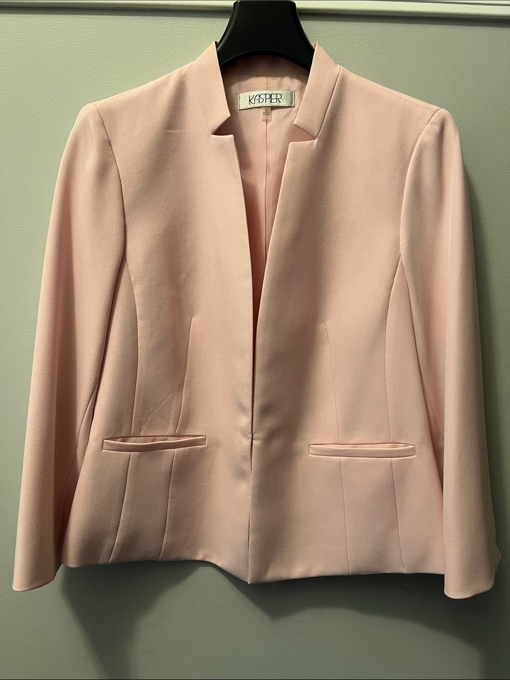 Kasper Women's Light Pink Collarless Open-Front Blazer